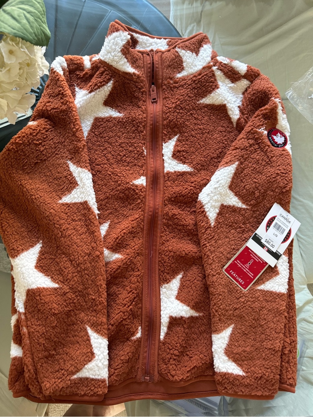 Canada Weather Gear Women’s Star Sherpa Jacket - Rust/White